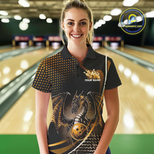 Load image into Gallery viewer, Custom Yellow Dragon Bowling Jerseys, Mystical Bowling Team Uniform Polo Shirts For Women IPHW9535