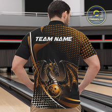 Load image into Gallery viewer, Custom Yellow Dragon Bowling Jerseys, Mystical Bowling Team Uniform Quarter-Zip Shirts For Men IPHW9535