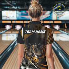 Load image into Gallery viewer, Custom Yellow Dragon Bowling Jersey, Bowling Team Uniform Women Quarter-Zip Shirt IPHW9535