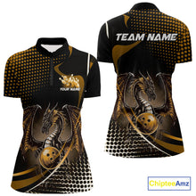 Load image into Gallery viewer, Custom Yellow Dragon Bowling Jersey, Bowling Team Uniform Women Quarter-Zip Shirt IPHW9535