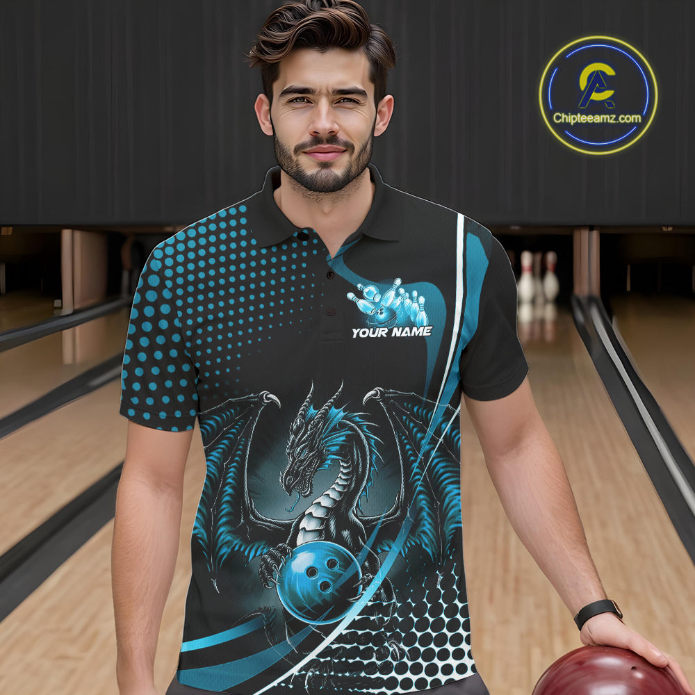 Custom Red Dragon Bowling Jerseys, Mystical Bowling Team Uniform Polo Shirts For Men IPHW9536