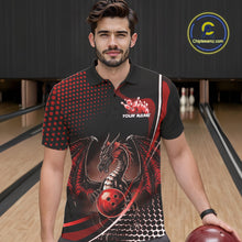 Load image into Gallery viewer, Custom Blue Dragon Bowling Jerseys, Mystical Bowling Team Uniform Polo Shirts For Men IPHW9537