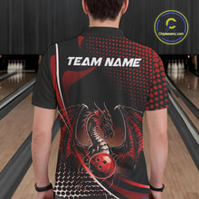 Load image into Gallery viewer, Custom Blue Dragon Bowling Jerseys, Mystical Bowling Team Uniform Polo Shirts For Men IPHW9537
