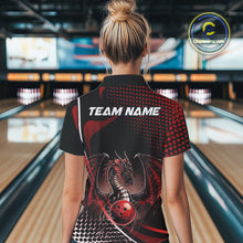 Load image into Gallery viewer, Custom Blue Dragon Bowling Jerseys, Mystical Bowling Team Uniform Polo Shirts For Women IPHW9537