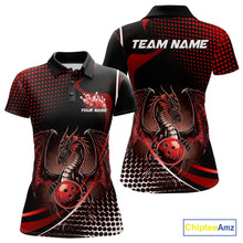Load image into Gallery viewer, Custom Blue Dragon Bowling Jerseys, Mystical Bowling Team Uniform Polo Shirts For Women IPHW9537