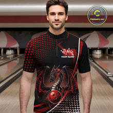 Load image into Gallery viewer, Custom Blue Dragon Bowling Jerseys, Mystical Bowling Team Uniform Quarter-Zip Shirts For Men IPHW9537