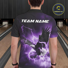 Load image into Gallery viewer, Custom Purple Thunder Lightning Eagle Bowling Men Polo Shirts, Eagle Bowling Team Jerseys IPHW10148