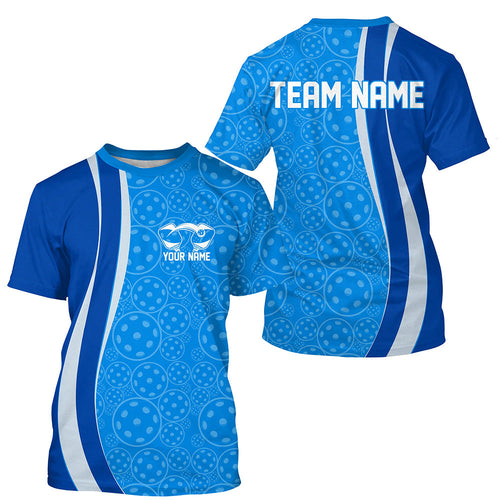 Custom Blue Pickleball Pattern T-Shirts For Men, Pickleball Tournament Team IPHW8219