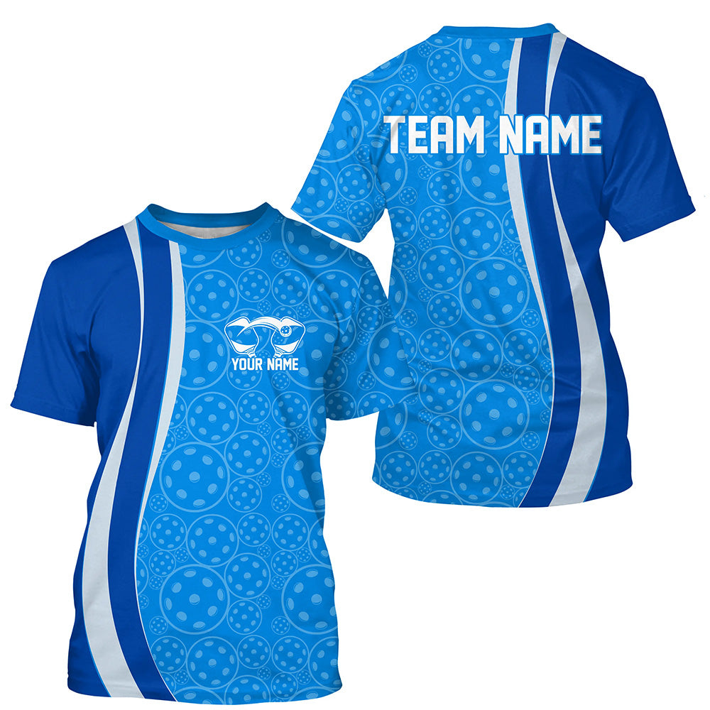 Custom Blue Pickleball Pattern T-Shirts For Men, Pickleball Tournament Team IPHW8219