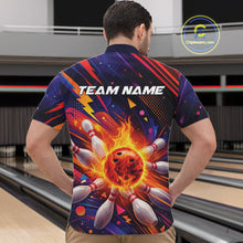 Load image into Gallery viewer, Custom Colorful Fire Flame Bowling Team Men Quarter-Zip Shirt, Bowling League Shirt IPHW10297