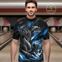 Load image into Gallery viewer, Personalized Black And Blue Dragon Bowling Team Jerseys, Dragon Bowling Quarter-Zip Shirt IPHW10300