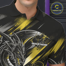 Load image into Gallery viewer, Personalized Black And Yellow Dragon Bowling Team Jerseys, Dragon Bowling Polo Shirt IPHW10302