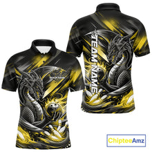 Load image into Gallery viewer, Personalized Black And Yellow Dragon Bowling Team Jerseys, Dragon Bowling Polo Shirt IPHW10302