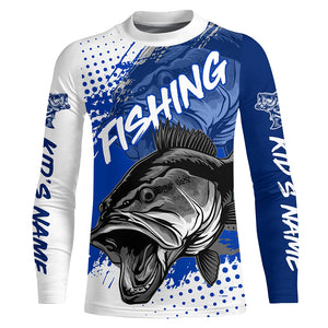 Personalized Bass Long Sleeve Tournament Fishing Shirts, Custom Bass Fishing Jerseys | Blue IPHW5800