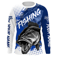 Load image into Gallery viewer, Personalized Bass Long Sleeve Tournament Fishing Shirts, Custom Bass Fishing Jerseys | Blue IPHW5800