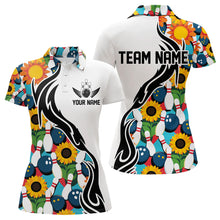 Load image into Gallery viewer, Custom Sunflower Bowling Pattern Polo Shirts For Women, Sunflower Bowling Team Shirts IPHW8439