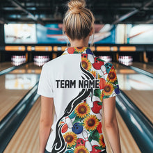 Load image into Gallery viewer, Custom Sunflower Bowling Pattern Polo Shirts For Women, Sunflower Bowling Team Shirts IPHW8440
