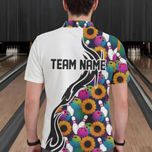 Load image into Gallery viewer, Custom Sunflower Bowling Pattern Polo Shirts For Men, Sunflower Bowling Team Shirts IPHW8441