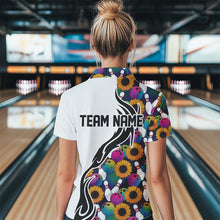 Load image into Gallery viewer, Custom Sunflower Bowling Pattern Polo Shirts For Women, Sunflower Bowling Team Shirts IPHW8441