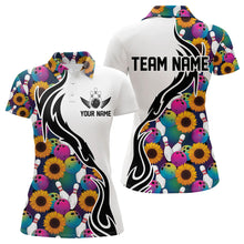 Load image into Gallery viewer, Custom Sunflower Bowling Pattern Polo Shirts For Women, Sunflower Bowling Team Shirts IPHW8441