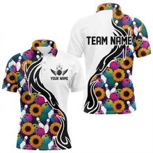 Load image into Gallery viewer, Custom Sunflower Bowling Pattern Polo Shirts For Men, Sunflower Bowling Team Shirts IPHW8441