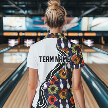 Load image into Gallery viewer, Custom Sunflower Bowling Pattern Polo Shirts For Women, Sunflower Bowling Team Shirts IPHW8442