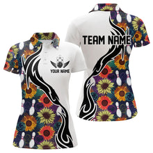 Load image into Gallery viewer, Custom Sunflower Bowling Pattern Polo Shirts For Women, Sunflower Bowling Team Shirts IPHW8442