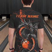 Load image into Gallery viewer, Black And Red Custom Dragon Bowling Polo Shirts For Men, Dragon Bowling League Shirts Outfits IPHW8686