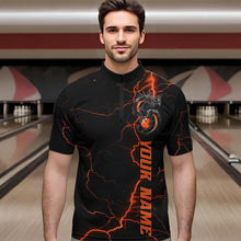 Load image into Gallery viewer, Black And Red Custom Dragon Bowling Quarter-Zip Shirts For Men, Dragon Bowling League Shirts Outfits IPHW8686