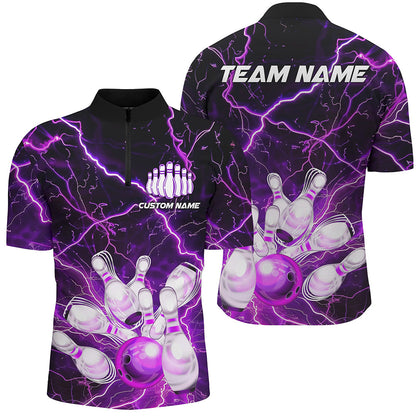 Purple Thunder Lightning Custom Strike Unisex Bowling Team Shirts, Unisex Bowling Jerseys IPHW6175