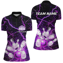 Load image into Gallery viewer, Purple Thunder Lightning Custom Strike Ladies Bowling Team Shirts, Ladies Bowling Jerseys IPHW6175