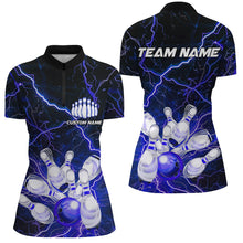 Load image into Gallery viewer, Blue Thunder Lightning Custom Strike Ladies Bowling Team Shirts, Ladies Bowling Jerseys IPHW6176