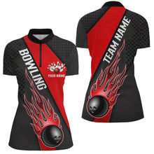 Load image into Gallery viewer, Red Flame Bowling Ball Custom Bowling Shirts For Women, Bowling Team Jerseys IPHW6183