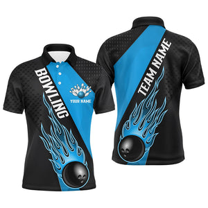 Blue Flame Bowling Ball Custom Bowling Shirts For Men And Women, Bowling Team Jerseys IPHW6184