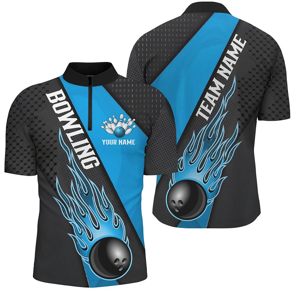 Blue Flame Bowling Ball Custom Bowling Shirts For Men And Women, Bowling Team Jerseys IPHW6184