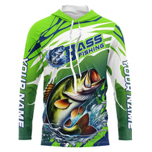 Load image into Gallery viewer, Custom Bass Fishing Jersey, Bass Long Sleeve Uv Protection Fishing Shirts | Green IPHW6868