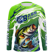 Load image into Gallery viewer, Custom Bass Fishing Jersey, Bass Long Sleeve Uv Protection Fishing Shirts | Green IPHW6868