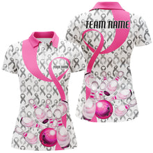 Load image into Gallery viewer, Custom Breast Cancer Pink Ribbon Ladies Bowling Shirts, Breast Cancer Awareness Team Jersey IPHW7012