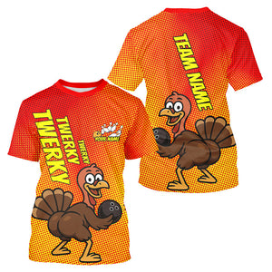 Custom Funny Twerky Turkey Bowling T-Shirts For Men, Thanksgiving Bowling IPHW9764