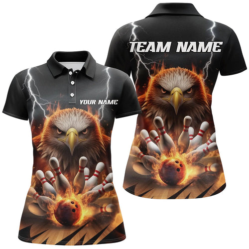 Thunder Lightning Storm Custom Flame Eagle Ladies Bowling Shirts, Fire Bowling Jerseys IPHW7581