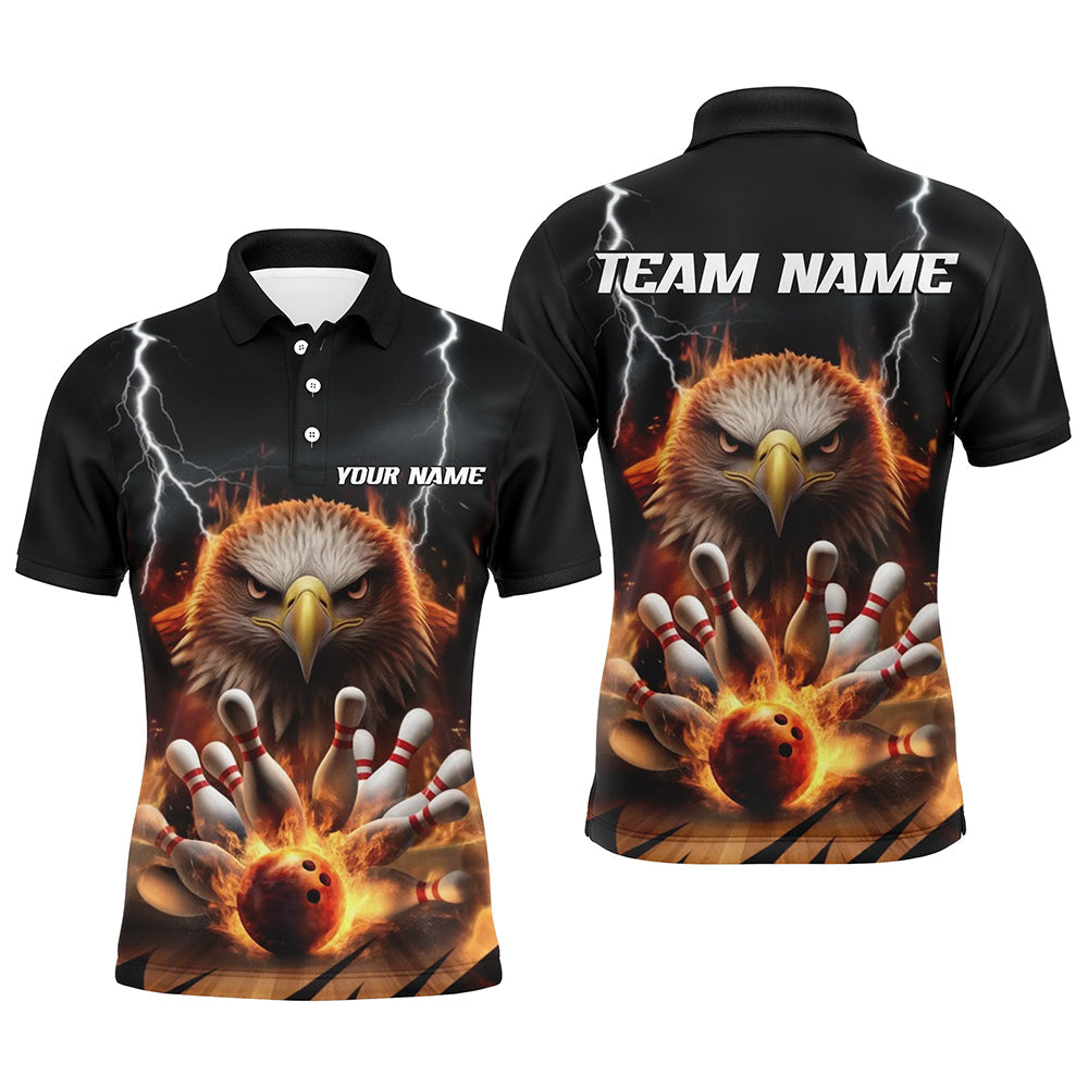 Thunder Lightning Storm Custom Flame Eagle Bowling Shirts For Men, Fire Bowling Jerseys IPHW7581