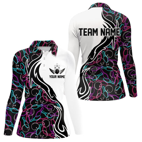 Customized Bowling Team Long Sleeve Polo Shirts For Women Bowling League Jerseys IPHW5486