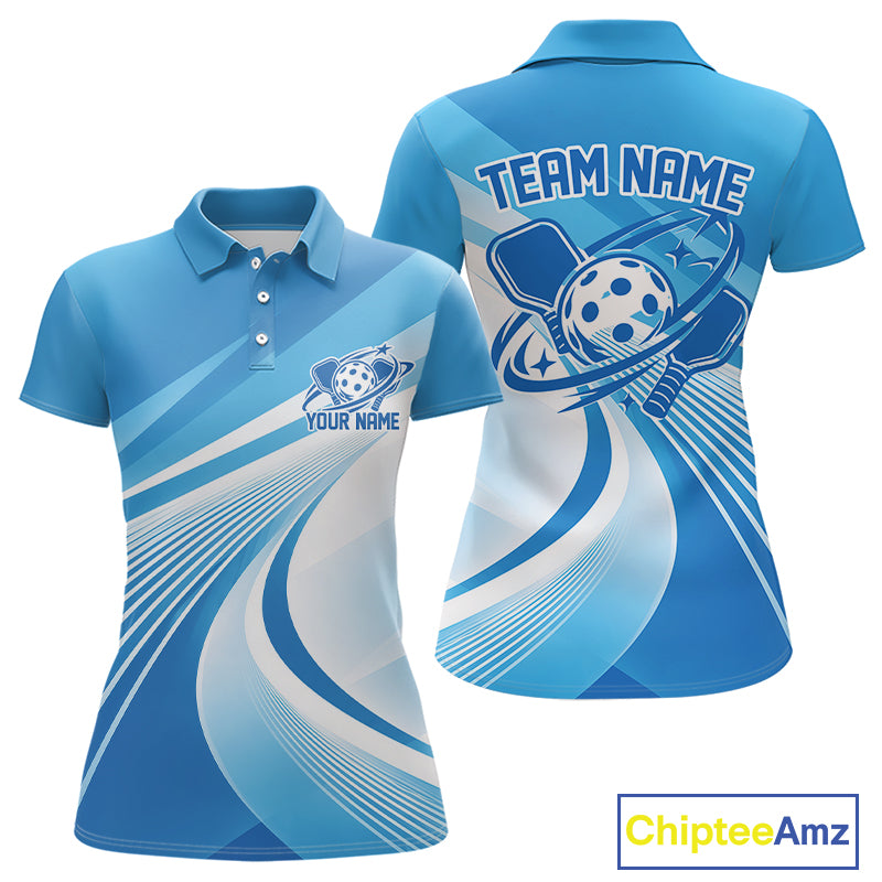 Custom Blue Pickleball Women Polo Shirt, Pickleball League Team Uniform IPHW12742