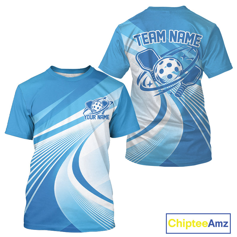 Custom Blue Pickleball Men T-Shirts, Pickleball League Team Uniform IPHW12742