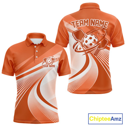 Custom Orange Pickleball Men Polo Shirt, Pickleball League Team Uniform IPHW12743