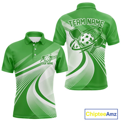 Custom Green Pickleball Men Polo Shirt, Pickleball League Team Uniform IPHW12745
