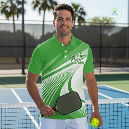 Custom Green Pickleball Men Polo Shirt, Pickleball League Team Uniform IPHW12745