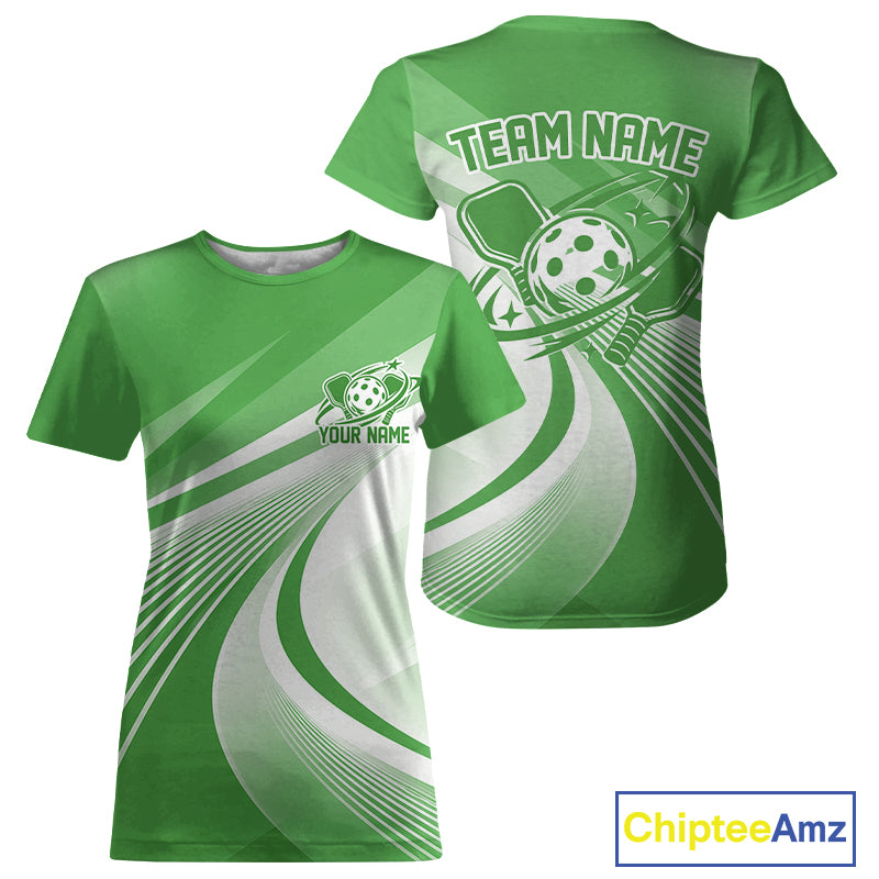 Custom Green Pickleball Women T-Shirts, Pickleball League Team Uniform IPHW12745