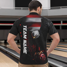 Load image into Gallery viewer, Custom Black And Red US Flag Eagle Bowling Quarter-Zip Shirt For Men, Patriotic Bowling League Shirt IPHW8453