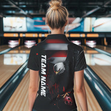 Load image into Gallery viewer, Custom Black And Red US Flag Eagle Patriotic Bowling Quarter-Zip Shirts For Women IPHW8453